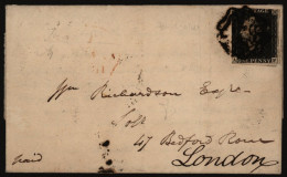 1841 April 10th Entire From Folkestone, Kent To London, Franked Pl.6 AF, Two Clear Margins, Tied Black MC's. (1) - Otros & Sin Clasificación