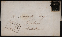 1841 Dec 15th Entire From Beith To Gatehouse, Franked Pl.6 GG, Three Margin Example, Tied Black MC, Despatch & Receiving - Autres & Non Classés