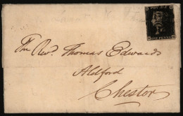 1841 March 15th Entire From Edinburgh To Chester, Franked Pl.6 NH, Four Margins Example, Cancelled Black MC. (1) - Other & Unclassified