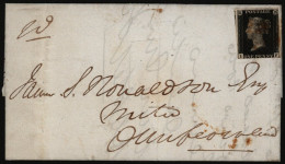 1841 Jan 23rd Entire From Kincardine To Dunfermline, Franked Pl.7 IF, Just Cut Through Into Along Base, Cancelled In Red - Altri & Non Classificati