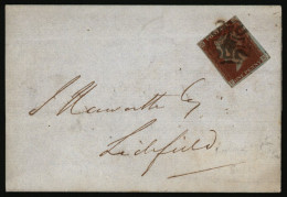 Distinctive Solid Centre Debris Filled Maltese Cross Of Wolverhampton Cancelling And Tying 1841 1d Red Pl.25 P-B With Th - Andere & Zonder Classificatie