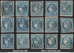 FRANCE PLANCHAGE BORDEAUX 20c BLEU TYPE II REPORT 2 N° 45B AVEC OBLITERATION - 1870 Bordeaux Printing