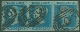 Plate 4 JJ/JL Strip Of Three, Large Margins, Small Portion Of Adjoining Stamp Visible At Left Side, Barred Oval Numeral  - Autres & Non Classés