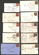 1855-58 1d Stars Covers (10) Each Tied By Sideways Duplex Cancel From Bath, Brighton, Cambridge, Exeter, Hereford, Norwi - Other & Unclassified