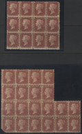 1858-79 1d Red Pl.122 UM (8) & M Block Of Twelve (4x3), Top Right Corner Missing And Pl.153 Block Of Eight (4x2) Rejoine - Autres & Non Classés