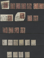 1870 1½d Rose Red Plate 1 U (5), Unused & Mint, Plate 3 U (8), On Piece (2) Also Perfins - Various (10) SG.51 (25) - Sonstige & Ohne Zuordnung