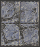 1881 Wmk Imperial Crown 2½d Blue Pl.23 Block Of Four AJ/BK, Each With London Fancy Geometric Prints, SG.157, Cat. £325 - Otros & Sin Clasificación