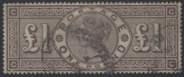 1884 Or 1888 £1 Brown-lilac CC, Wmk Crowns, U (light Reg Oval Pmks) Good To Fine. (1) SG.184, Cat. £3000. - Otros & Sin Clasificación