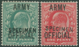 ARMY OFFICIAL 1902-03 ½d Blue Green & 1d Scarlet Each Optd SPECIMEN Type 15, Both UM With Gum Creases. (Ex. NPM). Cat. £ - Altri & Non Classificati