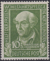 1949 Deutschland > BRD, **  Mi:DE 118, Sn:DE B311, Yt:DE 4, Wohlfahrtspflege- Helfer Der Menschen, Paracelsus - Ungebraucht