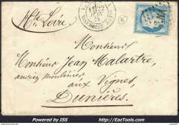 FRANCE N°60C SUR LETTRE ASNA + CAD VERSAILLES ASSEMBLÉE NATIONALE 22/06/1875 - 1871-1875 Ceres