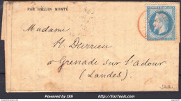 FRANCE BALLON MONTÉ LE POSTE PARIS SUR GAZETTE DES ABSENTS N°28 CAD ROUGE PARIS SC DU 17/01/1871 - Oorlog 1870