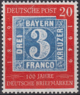 1949 Deutschland > BRD, ** Mi:DE 114, Sn:DE 667, Yt:DE 2B,, 100 Jahre Deutsche Briefmarken, Bayern Nr.2 - Ungebraucht