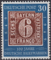 1949 Deutschland > BRD, ** Mi:DE 115, Sn:DE 668, Yt:DE 2C,100 Jahre Deutsche Briefmarken, Bayern Nr.4 - Ungebraucht