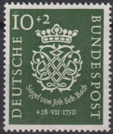 1950 Deutschland > BRD, ** Mi:DE 121, Sn:DE B314, Yt:DE 7, Johann Sebastian Bach, Siegel - Ungebraucht