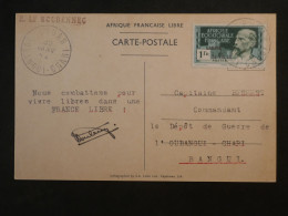 DD14 AEF   BELLE CARTE ARRIVEE DU  GENERAL DE GAULLE BRAZZA 1942 PETIT BUREAU BOUAR +N°140C   +AFF.   PLAISANT+++ - Brieven En Documenten