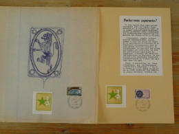 2 Documents Philatéliques Esperanto Avec Vignettes Cinderella Congrès De Lyon 1971 - Esperanto