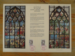 Encart FDC Folder Vitrail église Ste Jeanne D'Arc Stained Glass Windows Croix Rouge Red Cross 76 Rouen 1979 (ex 1) - Glas & Fenster