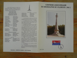 Encart Folder Monolithe Commémorant La Révolution Française Villebois 01 Ain 1990 (n°194) - Révolution Française