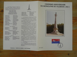 Encart Folder Monolithe Commémorant La Révolution Française Villebois 01 Ain 1990 (n°193) - Révolution Française