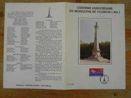 Encart Folder Monolithe Commémorant La Révolution Française Villebois 01 Ain 1990 (n°190) - Révolution Française