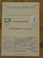 Document FDC Folder Nationalisation électricité Et Gaz De France 1996 (ex 2) - Gaz