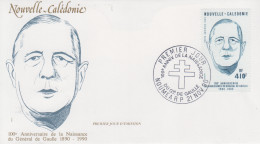 Enveloppe  FDC  1er  Jour   NOUVELLE  CALEDONIE   100éme   Anniversaire   Naissance   De   CHARLES  DE   GAULLE   1990 - FDC