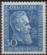 1951 Deutschland > BRD, ** Mi:DE 147, Sn:DE 686, Yt:DE 33, Wilhelm Conrad Röntgen - Ungebraucht