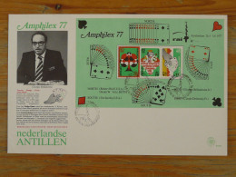 FDC Jeux De Cartes Playing Cards Bridge Netherlands Antilles 1977 - Zonder Classificatie