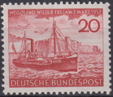 1952 Deutschland > BRD, ** Mi:DE 152, Sn:DE 690, Yt:DE 37, Rückgabe Der Insel Helgoland, Fischdampfer - Ungebraucht