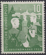 1952 Deutschland > BRD, ** Mi:DE 153, Sn:DE B325, Yt:DE 39, Für Die Jugend-Zweiter-Bundesjugendplan, Wanderer - Ungebraucht