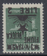 FIUME OCC. YUGOSLAVA - Sass. N.14aa- Cv 130 Euro - VARIETA' SOPRASTAMPA CAPOVOLTA - MNH** - GOMMA INTEGRA - Joegoslavische Bez.: Fiume