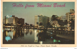 POSTAL   MIAMI BEACH   -FLORIDA  - HELLO FROM -NITES ARE BRIGHT AS DAYS - Miami Beach