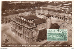 POSTAL    TURIN  (TORINO)  ITALIA  -PALACIO MADAMAY `LAZA CASTELLO VISTO DESDE LA TORRE LITTORIA - Palazzo Madama