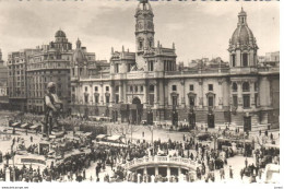 POSTAL   VALENCIA  -ESPAÑA  - PLAZA DEL CAUDILLO EN DIAS DE FALLAS - Valencia