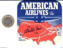 ETIQUETA DE AVION  -AMERICAN AIRLINES INC - Etichette Da Viaggio E Targhette