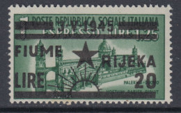 FIUME OCC. YUGOSLAVA - Sass. N.20r - VARIETA' Sole Con 9 Raggi Anzichè 8 - MNH** - GOMMA INTEGRA - Occup. Iugoslava: Fiume