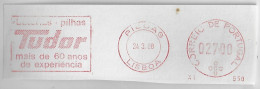 Portugal 1988 Cover Fragment Meter Stamp Frama Slogan Tudor Batteries 60 Years Of Experience From Lisboa Agency Picoas - Storia Postale