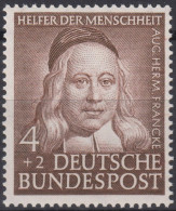 1953 Deutschland > BRD, ** Mi:DE 173, Sn:DE B334, Yt:DE 59, August Hermann Francke, Wohlfahrt - Ungebraucht