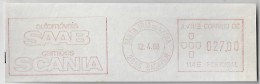 Portugal 1988 Fragment Meter Stamp Hasler Mailmaster Slogan Car Saab Truck Scania Sacavém Agency Santa Iria De Azoia - Camiones