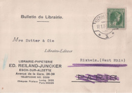 ESCH SUR ALZETTE LIBRAIRIE-PAPETERIE ED. REILAND6JUNCKER (pour 68 RIXHEIM 1932) - Esch-Alzette