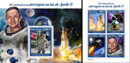 Guinea Bissau 2019, Space, Apollo 11, 4val In BF +BF - Afrika