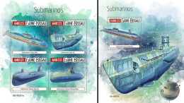 Guinea Bissau 2019, Submarines, 6val In BF +BF - Submarinos