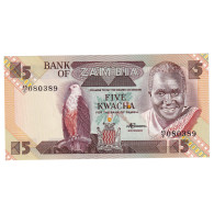 Billet, Zambie, 5 Kwacha, 1986-1988, KM:25d, NEUF - Sambia