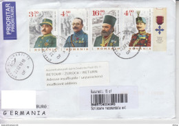 ROMANIA 2018: WW1 HEROES On Circulated Registered Cover To GERMANY And Back #567131781 - Registered Shipping! - Gebruikt