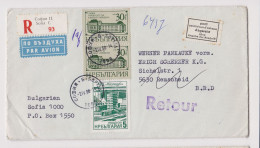 Bulgaria Bulgarien 1980 Registered Airmail Cover W/Colorful Topic Stamps Sent To Germany BRD, Return To Sender (66310) - Storia Postale