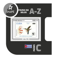 Guinea Bissau 2019, Stamp On Stamp, WWF, Hummingbird, Cuba, BF - Colibríes