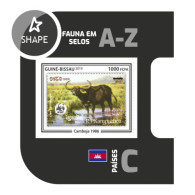 Guinea Bissau 2019, Stamp On Stamp, WWF, Cow, Cambodia, BF IMPERFORATED - Vacas