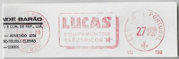 Portugal 1988 Cover Fragment Meter Stamp Francotyp Cc Slogan Lucas Electrical Equipment Lisbon Agency Terreiro Do Paço - Covers & Documents