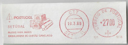 Portugal 1988 Cover Fragment Meter Stamp Francotyp Slogan Portucel Paper Folder Corrugated Cardboard Packaging Setubal - Cartas & Documentos